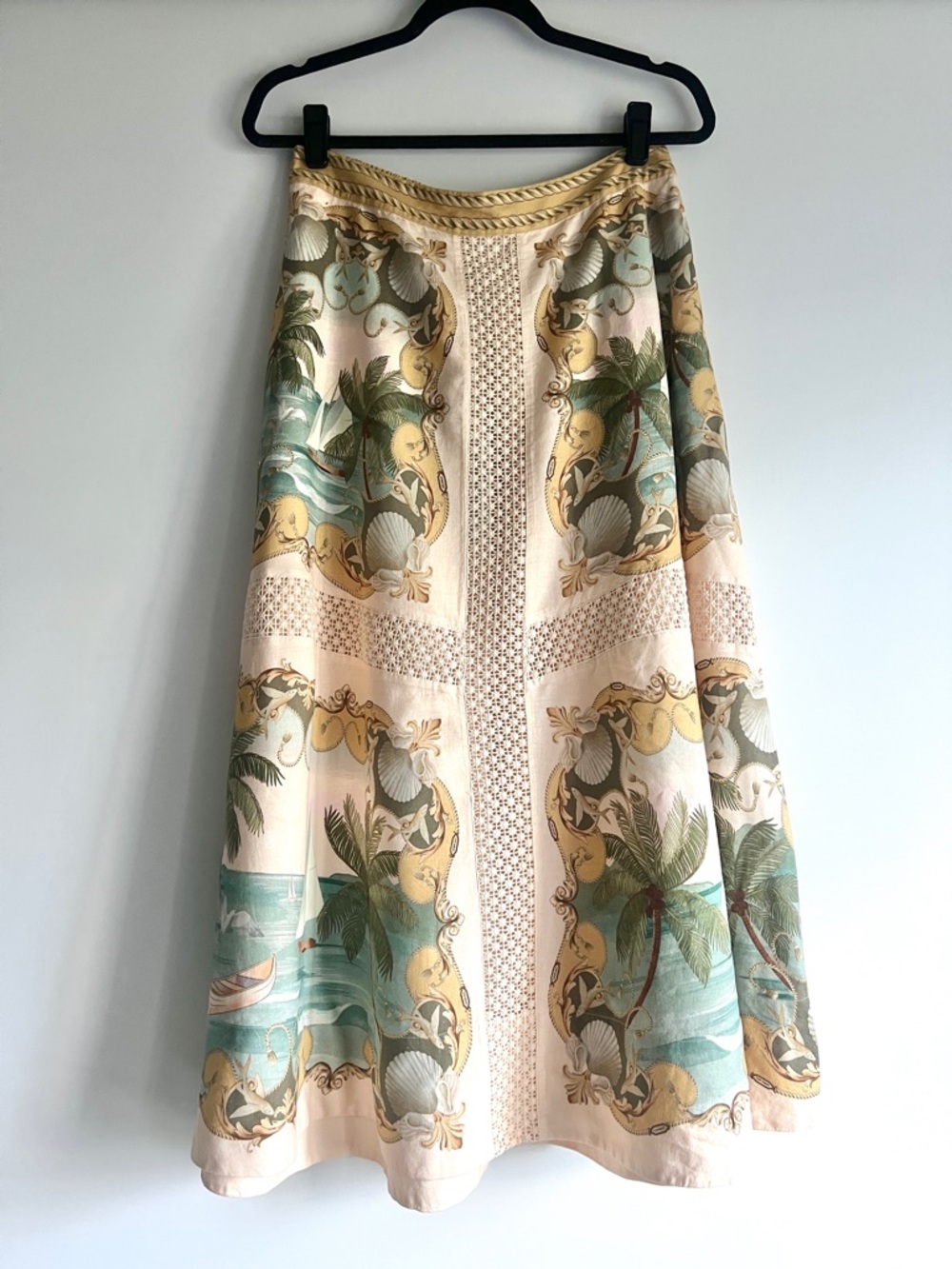 FARM Rio Sand Royal Sea Crochet Midi Skirt Size Medium NWT - Picture 5 of 15